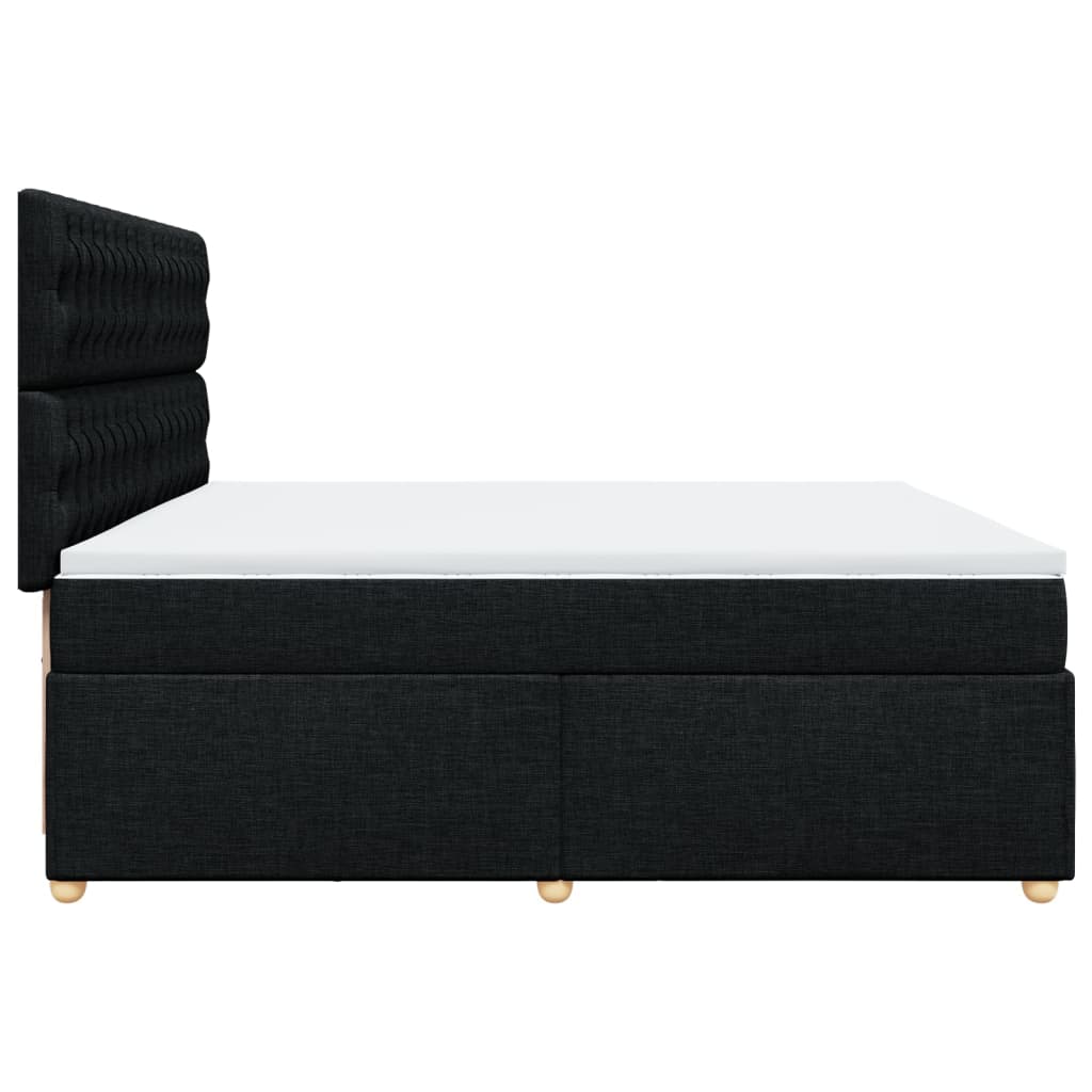 Giroletto a Molle con Materasso Nero 200x200 cm in Tessuto