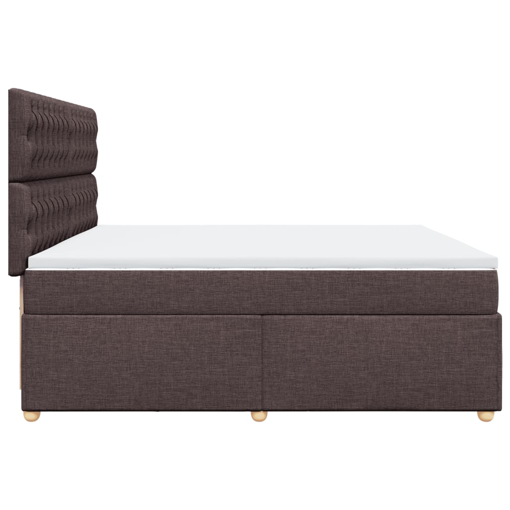 Giroletto a Molle con Materasso Marrone Scuro 200x200cm Tessuto