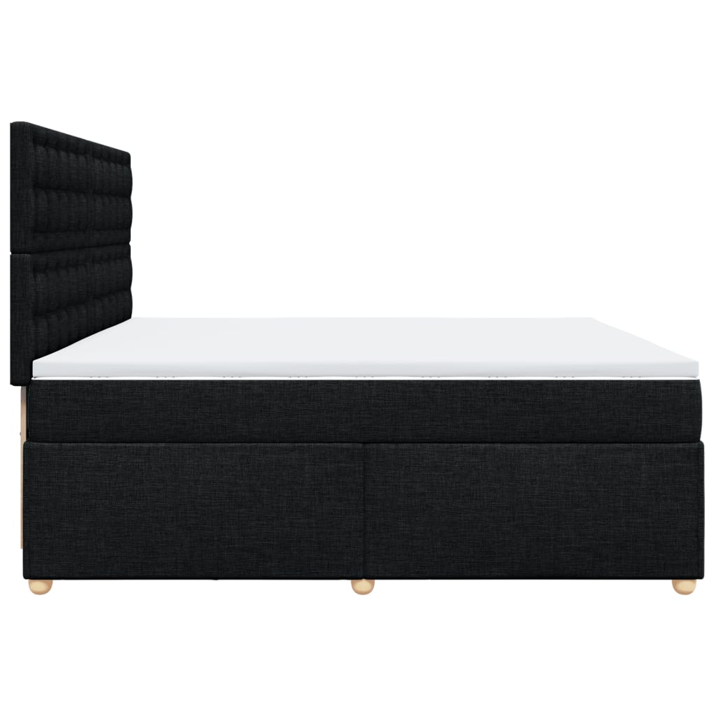 Giroletto a Molle con Materasso Nero 200x200 cm in Tessuto