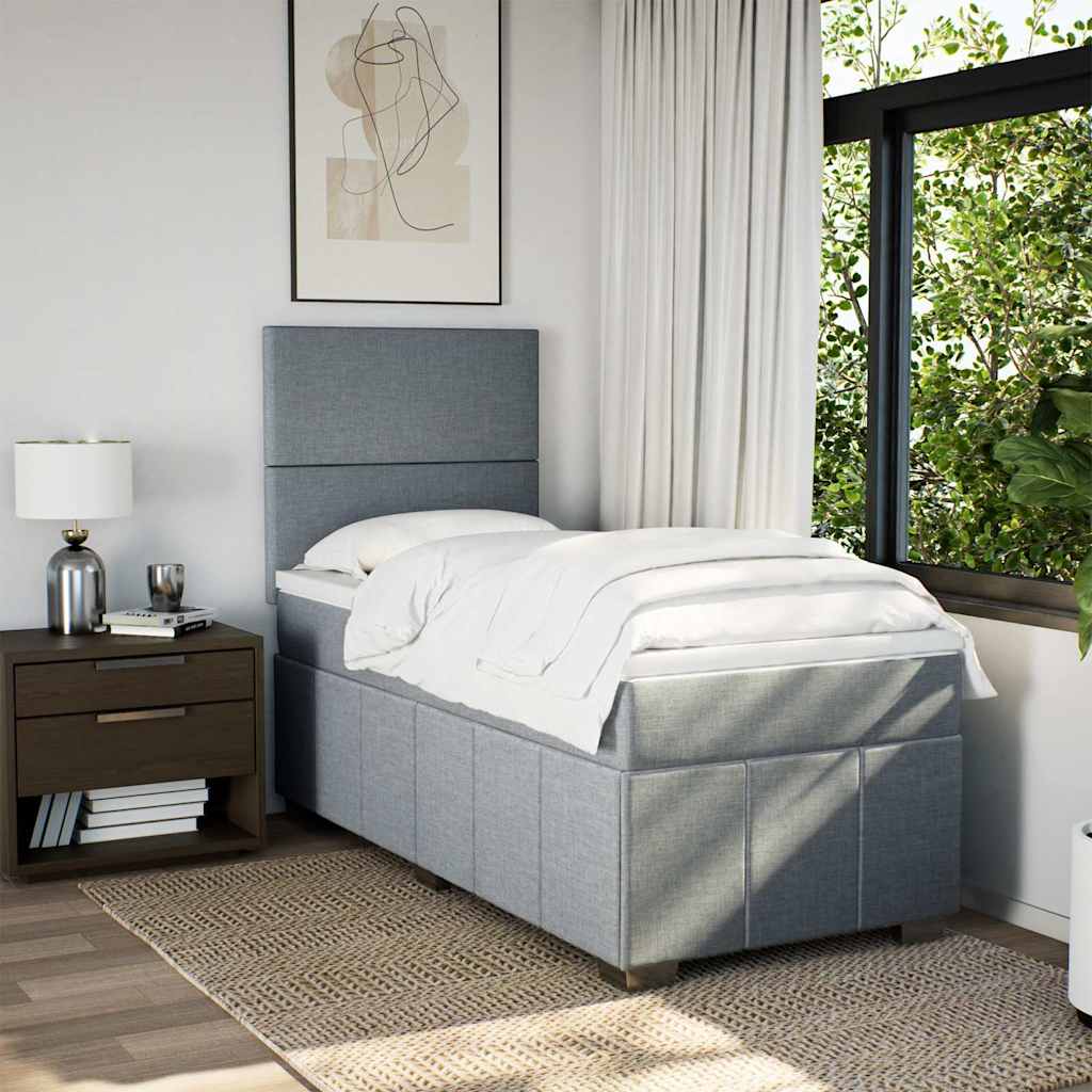 Giroletto a Molle con Materasso Grigio Chiaro 80x200 cm Tessuto