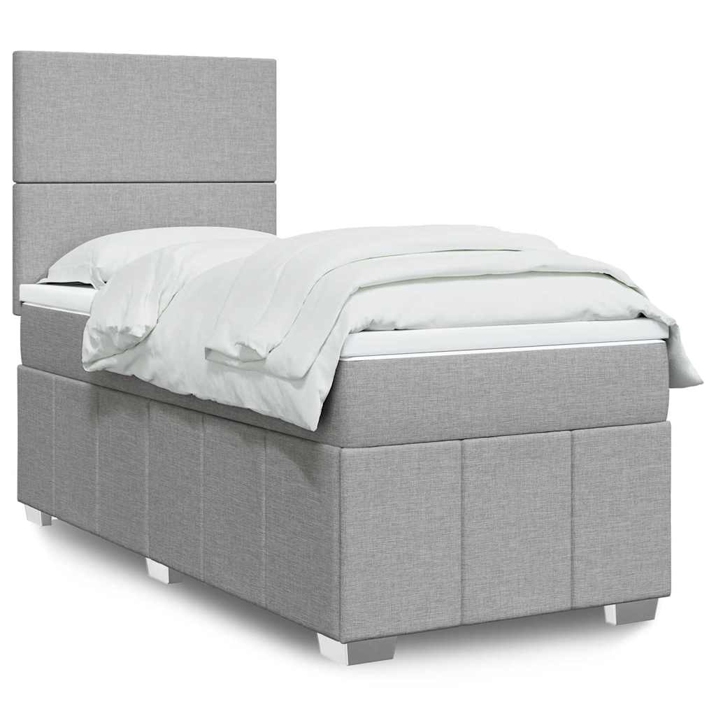 Giroletto a Molle con Materasso Grigio Chiaro 80x200 cm Tessuto