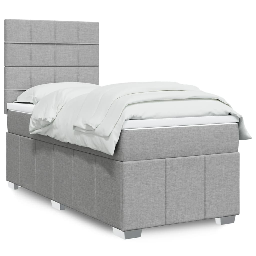 Giroletto a Molle con Materasso Grigio Chiaro 80x200 cm Tessuto