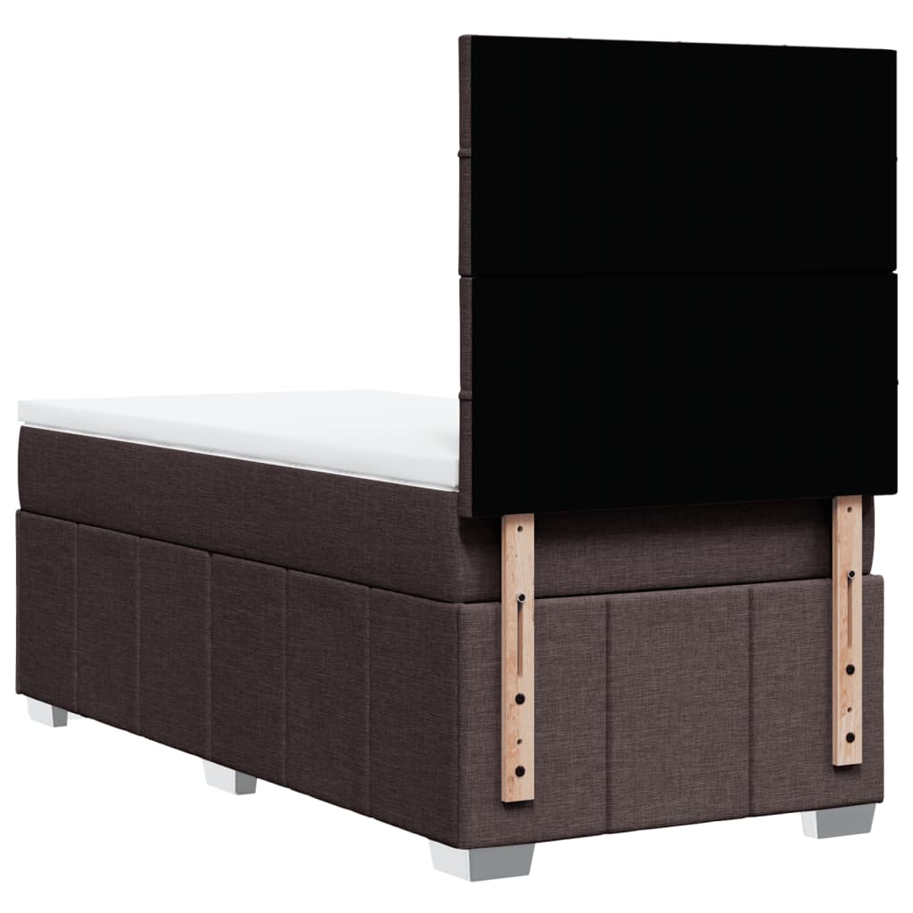 Giroletto a Molle con Materasso Marrone Scuro 80x200 cm Tessuto