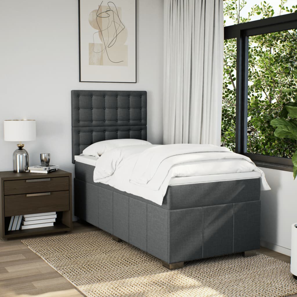 Giroletto a Molle con Materasso Grigio Scuro 80x200 cm Tessuto