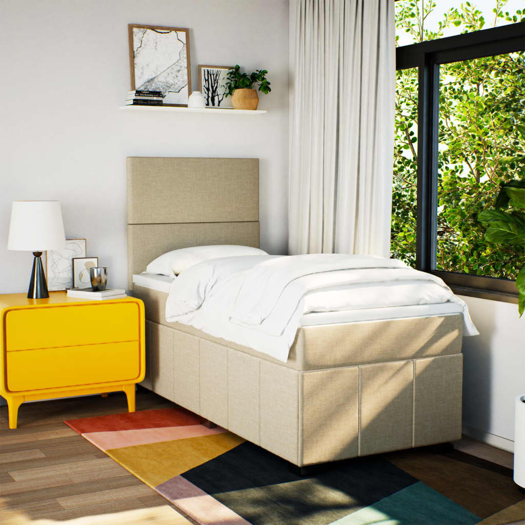 Giroletto a Molle con Materasso Crema 90x190 cm in Tessuto