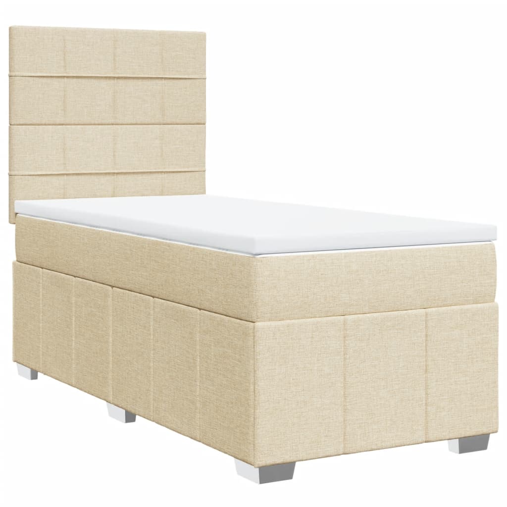 Giroletto a Molle con Materasso Crema 90x190 cm in Tessuto