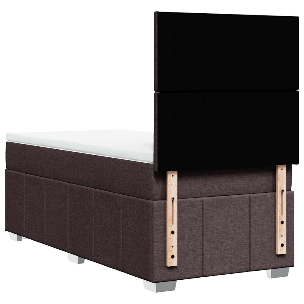 Giroletto a Molle con Materasso Marrone Scuro 90x200 cm Tessuto