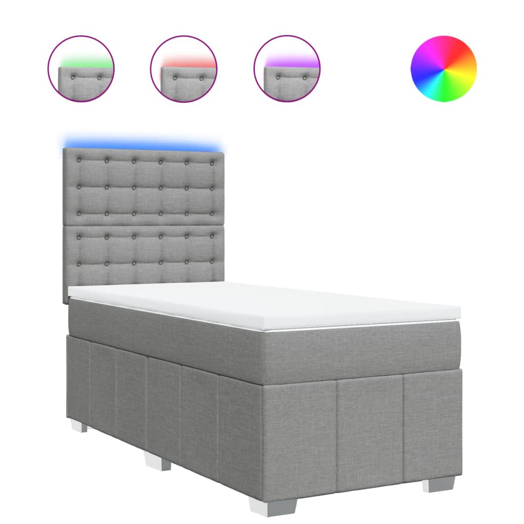 Giroletto a Molle con Materasso Grigio Chiaro 90x200 cm Tessuto