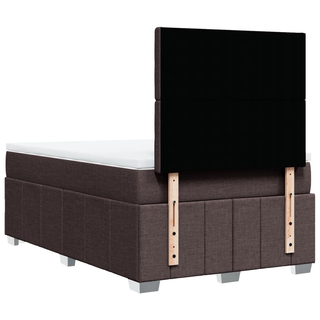 Giroletto a Molle con Materasso Marrone Scuro 120x190cm Tessuto