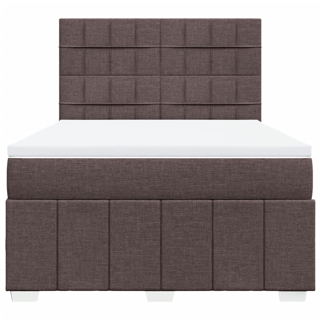 Giroletto a Molle con Materasso Marrone Scuro 140x200cm Tessuto
