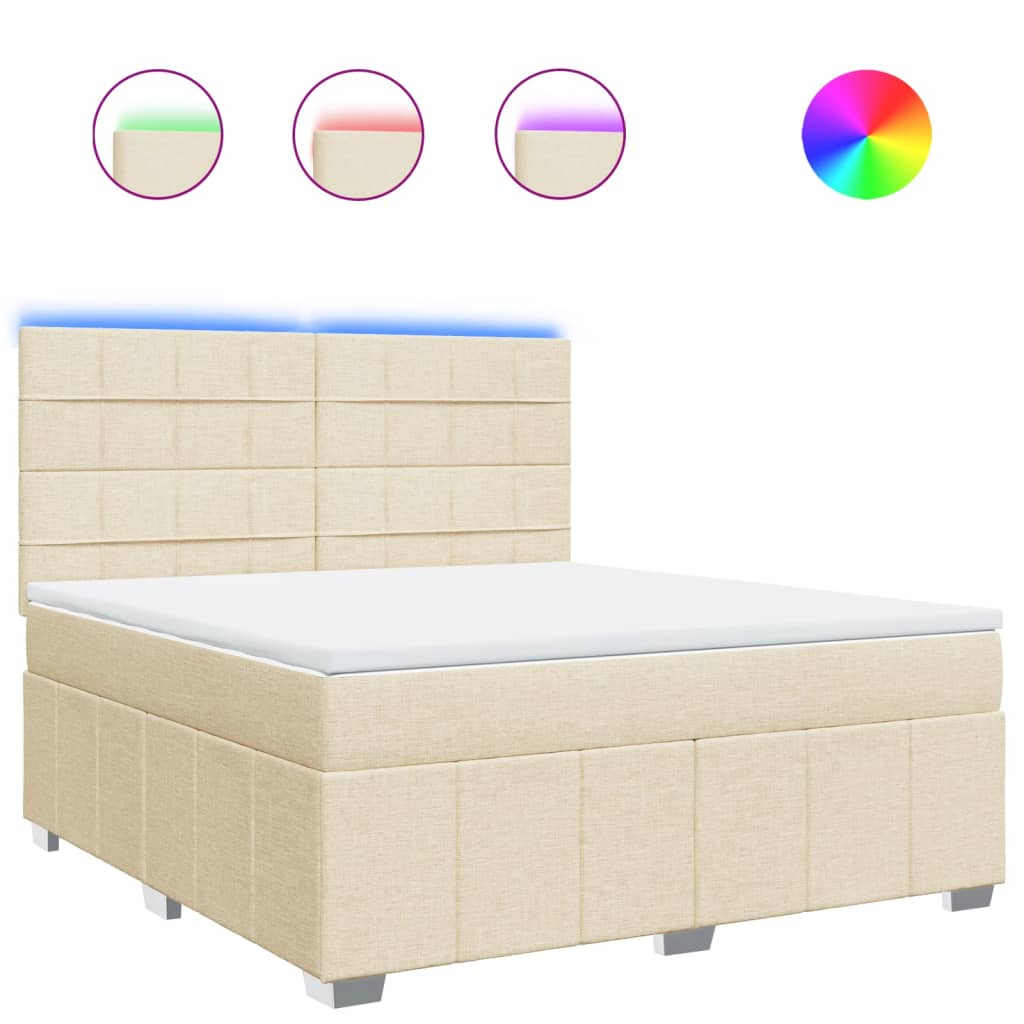 Giroletto a Molle con Materasso Crema 180x200 cm in Tessuto