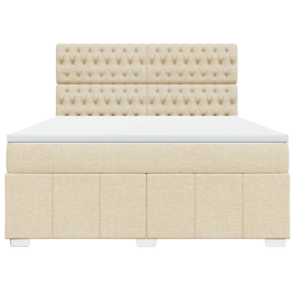 Giroletto a Molle con Materasso Crema 180x200 cm in Tessuto