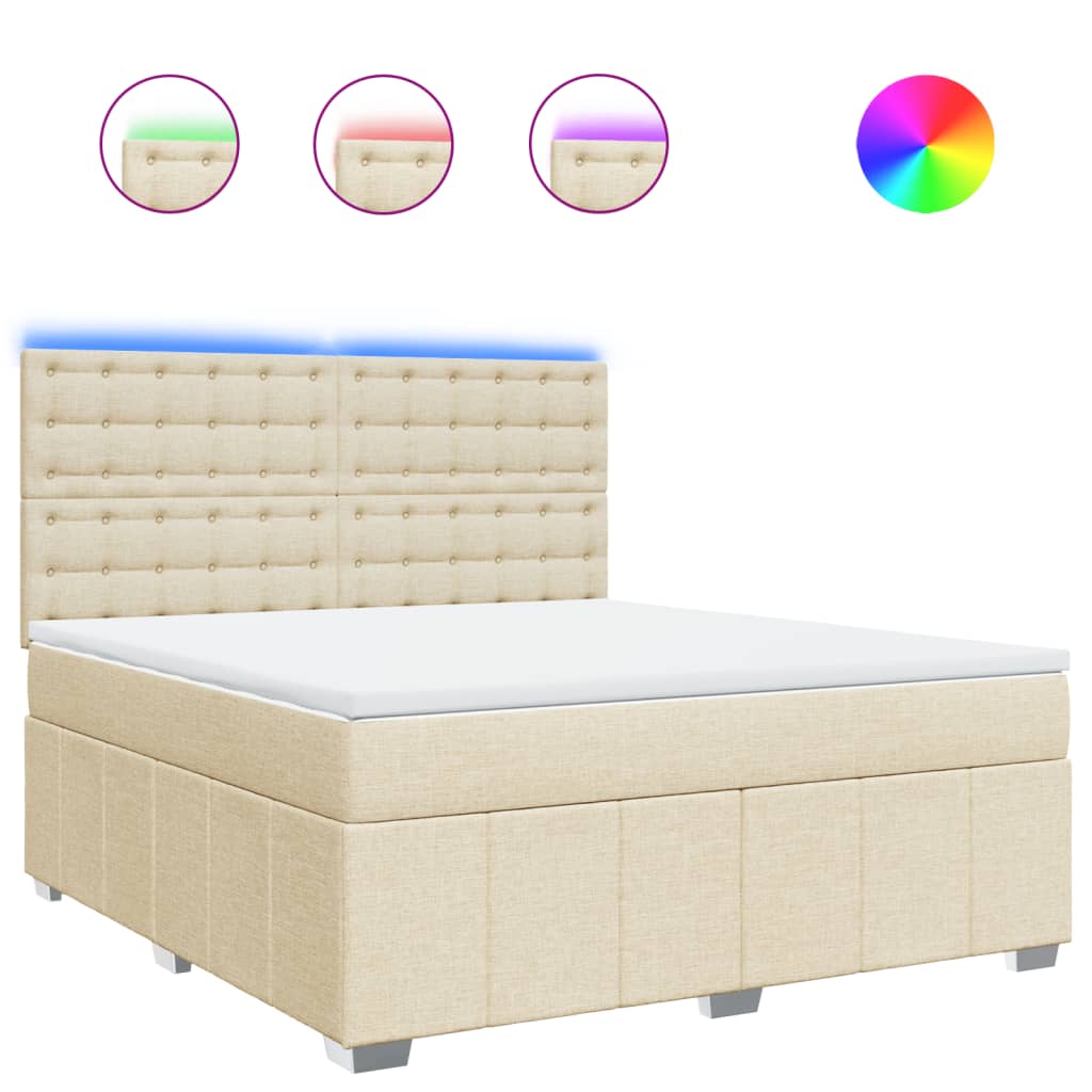 Giroletto a Molle con Materasso Crema 180x200 cm in Tessuto
