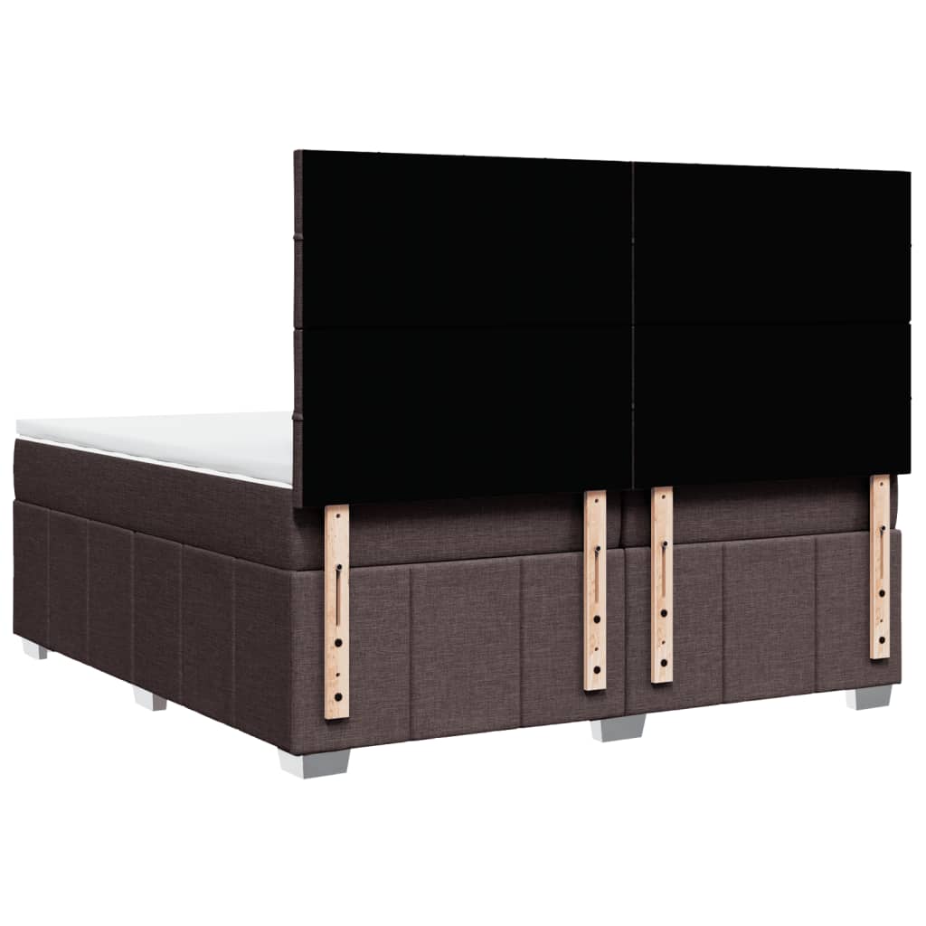 Giroletto a Molle con Materasso Marrone Scuro 200x200cm Tessuto
