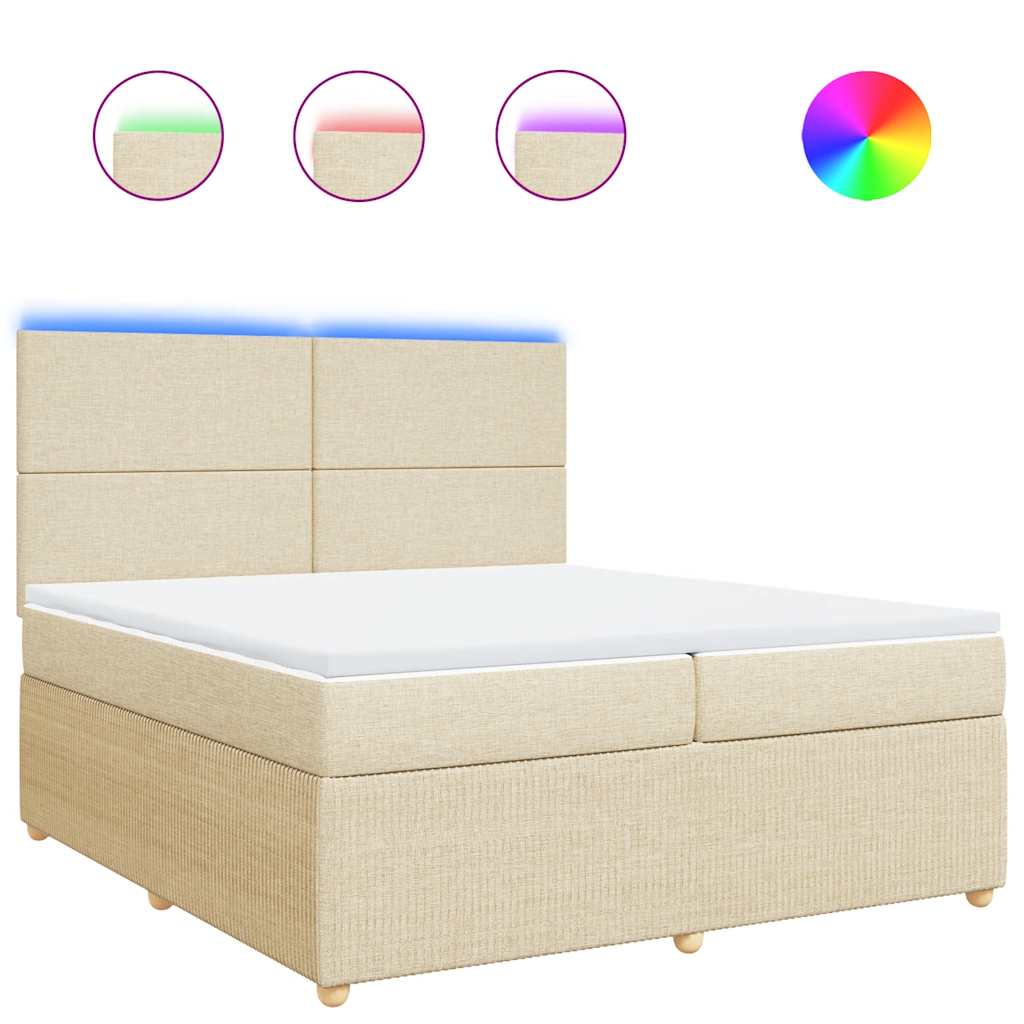 Giroletto a Molle con Materasso Crema 200x200 cm in Tessuto