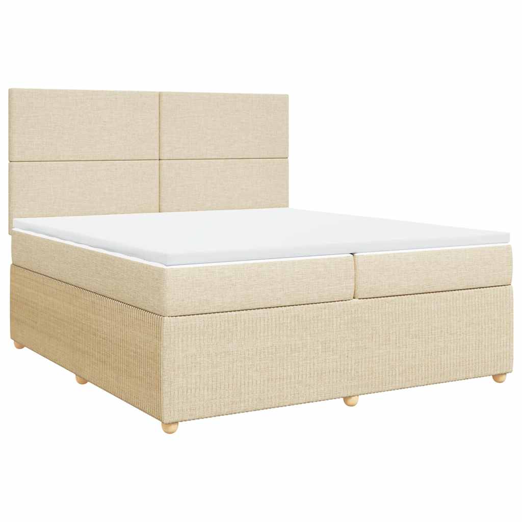 Giroletto a Molle con Materasso Crema 200x200 cm in Tessuto