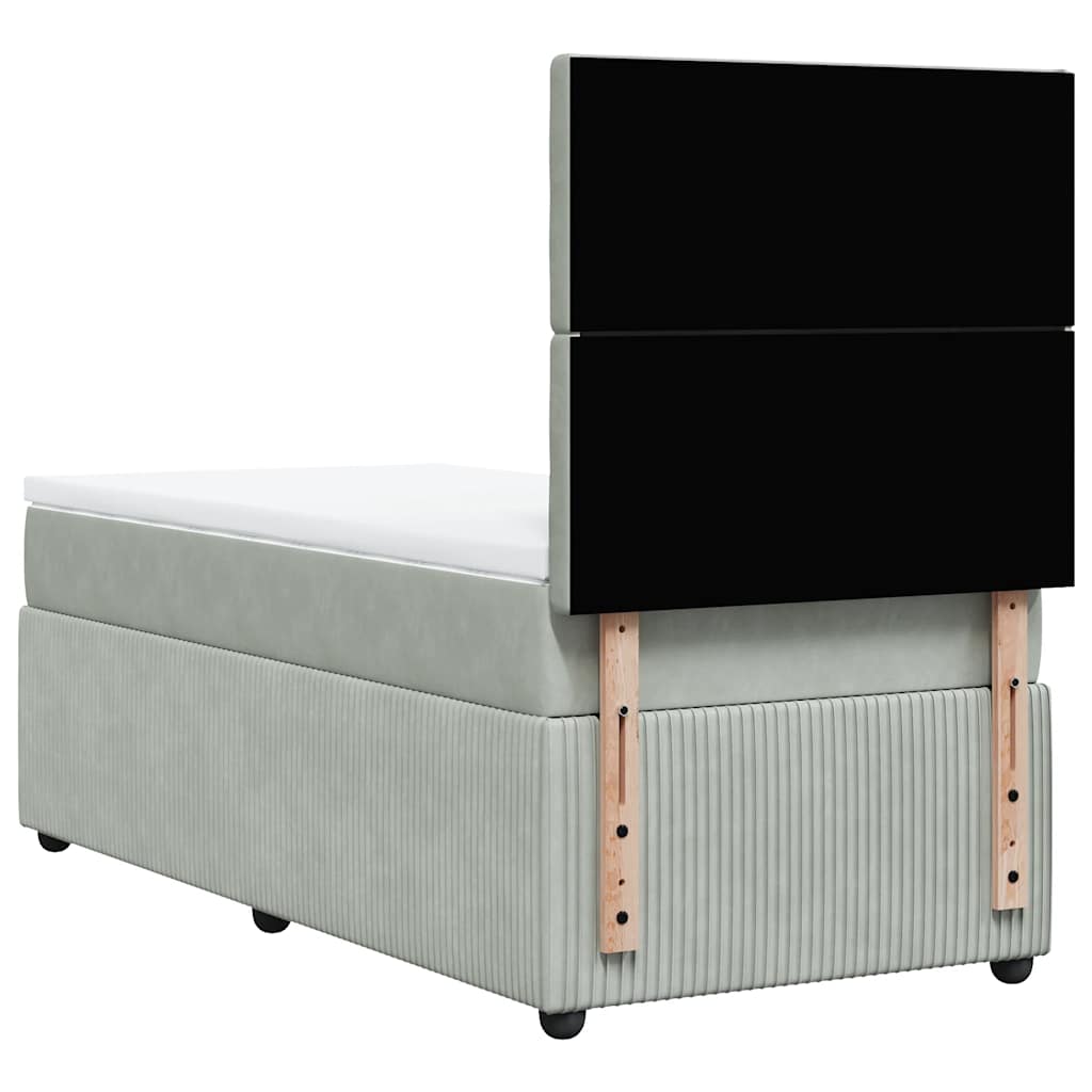 Giroletto a Molle con Materasso Grigio Chiaro 90x200 cm Velluto