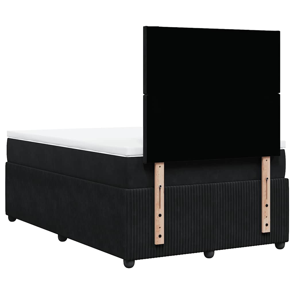 Giroletto a Molle con Materasso Nero 120x190 cm in Velluto