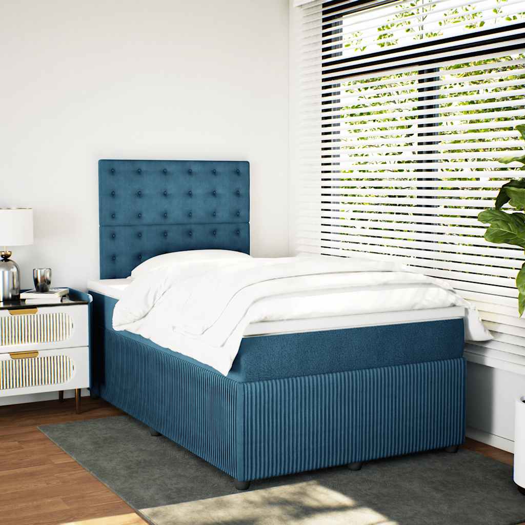 Giroletto a Molle con Materasso Blu 120x200 cm in Velluto