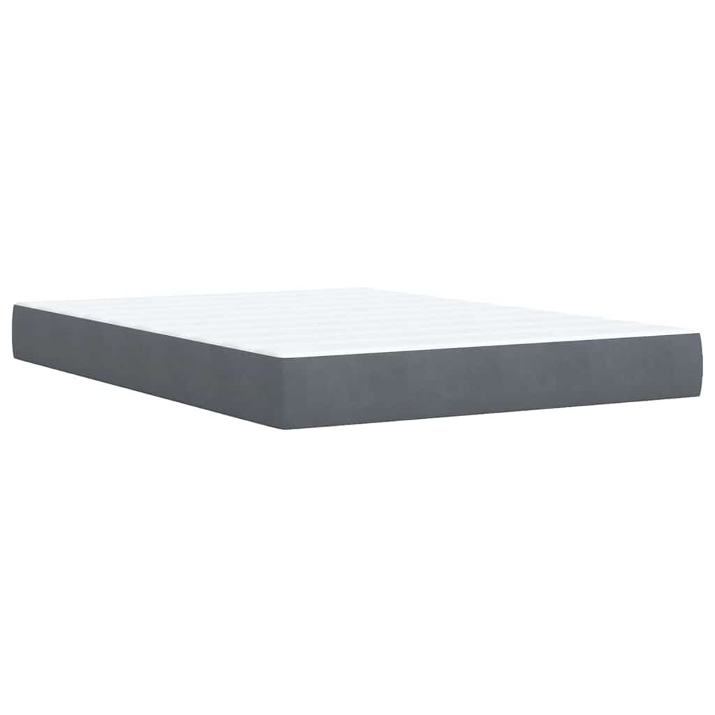 Giroletto a Molle con Materasso Grigio Scuro 140x200 cm Velluto
