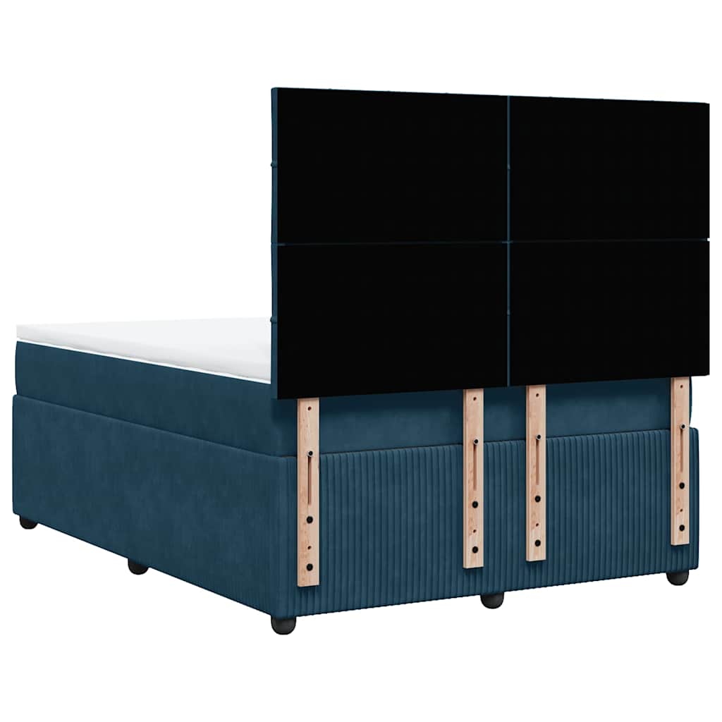 Giroletto a Molle con Materasso Blu 140x200 cm in Velluto