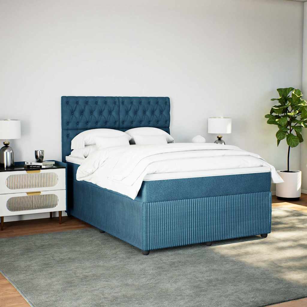 Giroletto a Molle con Materasso Blu 140x200 cm in Velluto