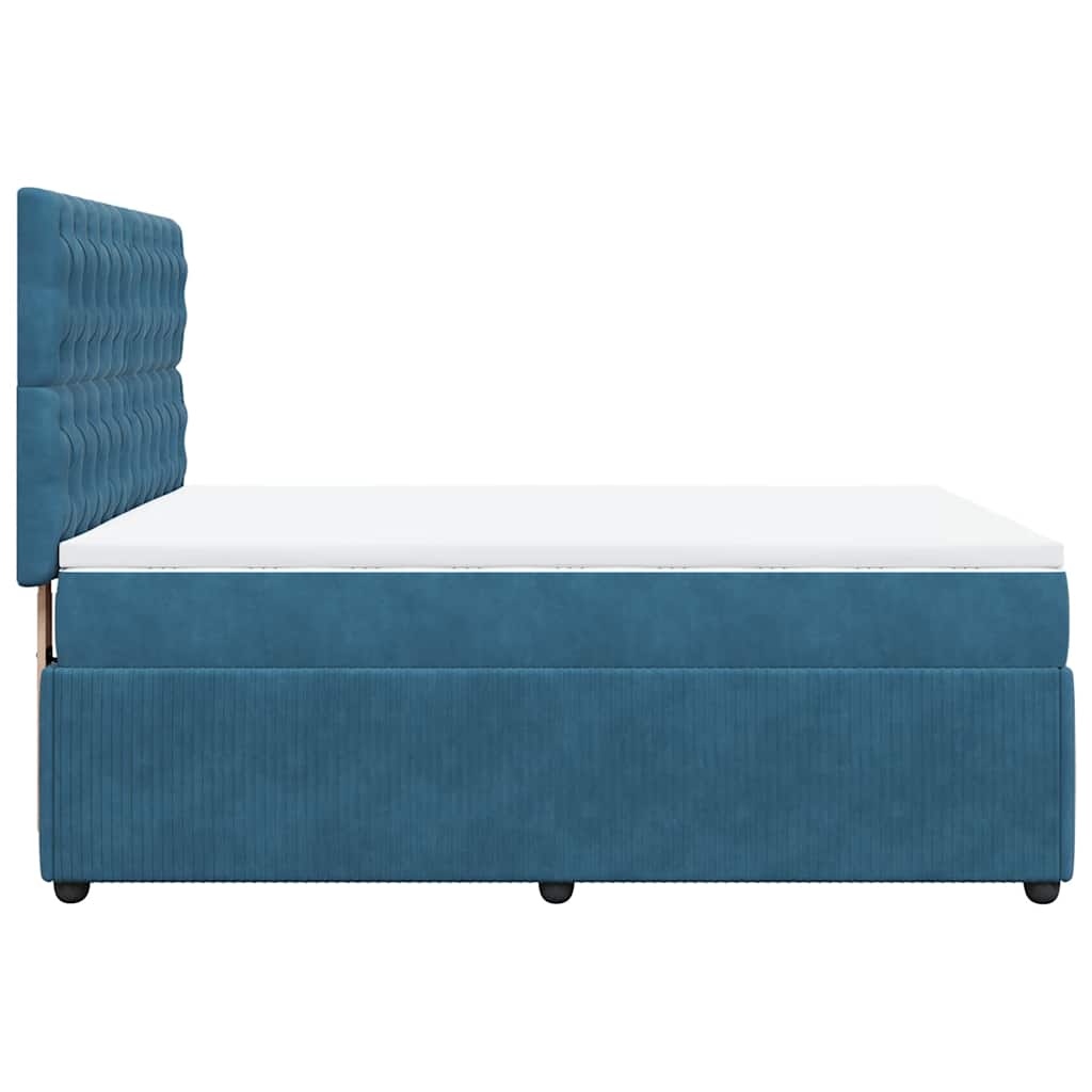 Giroletto a Molle con Materasso Blu 140x200 cm in Velluto