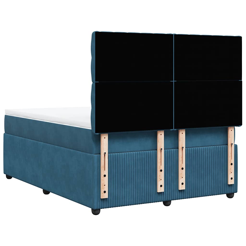 Giroletto a Molle con Materasso Blu 140x200 cm in Velluto