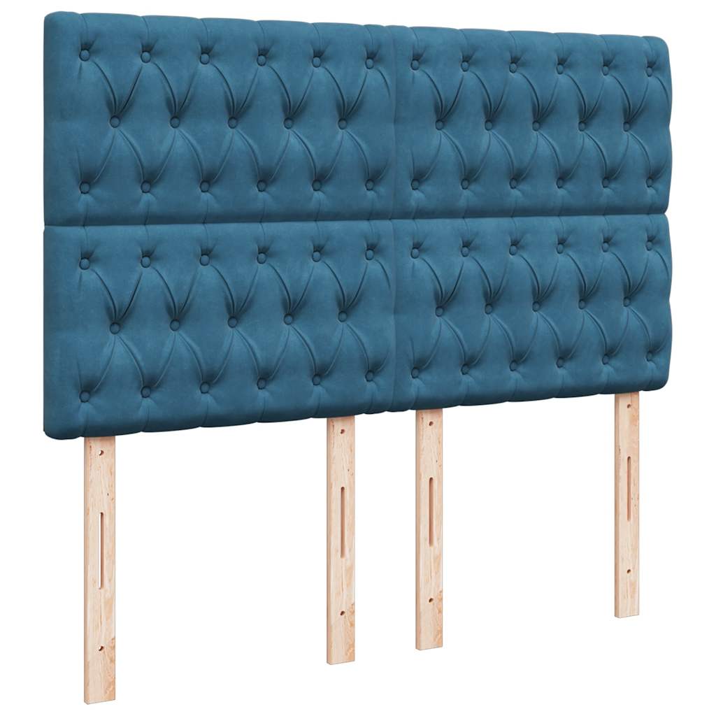 Giroletto a Molle con Materasso Blu 140x200 cm in Velluto