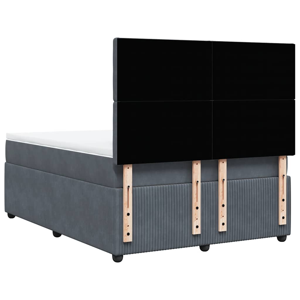 Giroletto a Molle con Materasso Grigio Scuro 140x200 cm Velluto