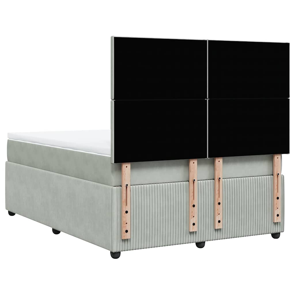 Giroletto a Molle con Materasso Grigio Chiaro 160x200cm Velluto