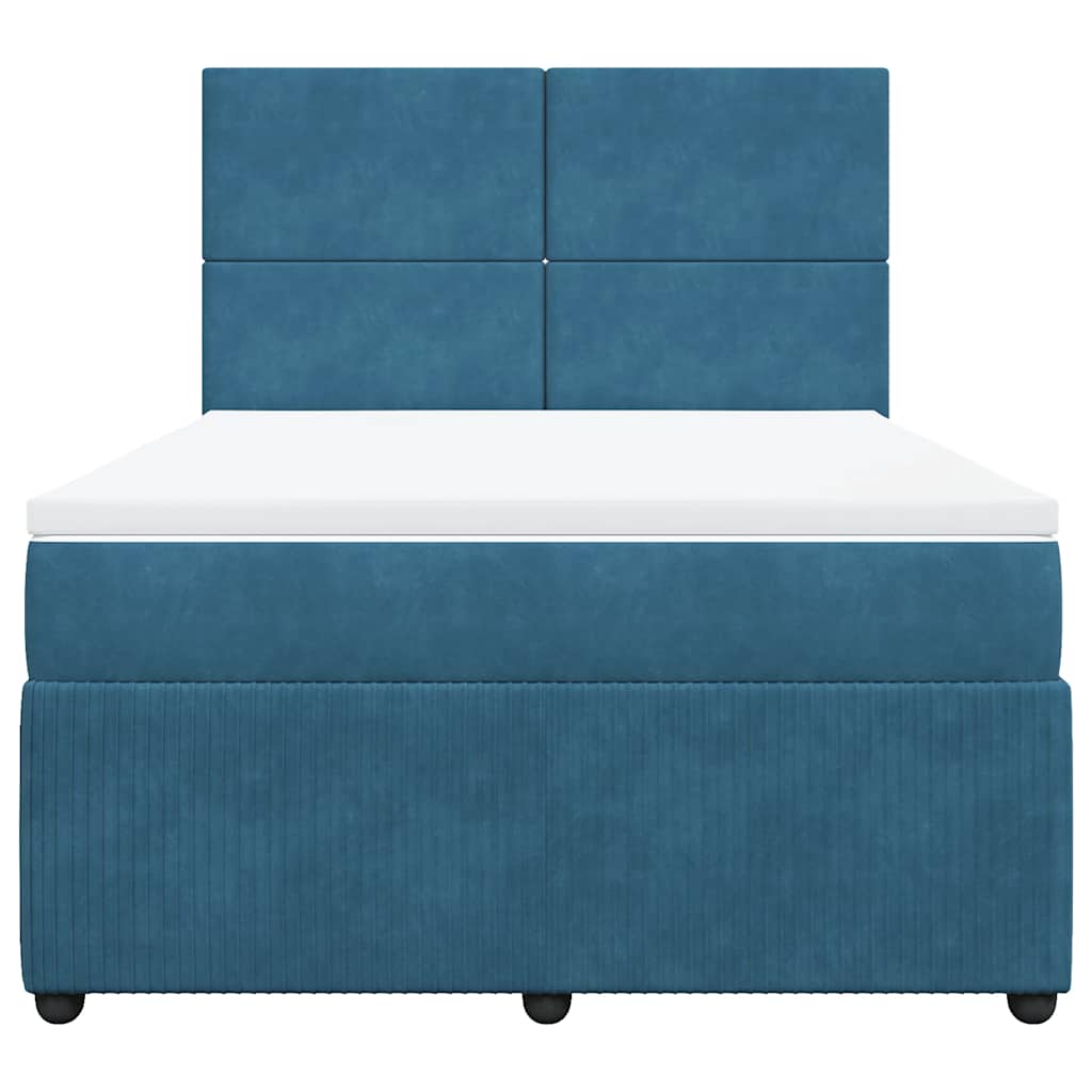 Giroletto a Molle con Materasso Blu 160x200 cm in Velluto