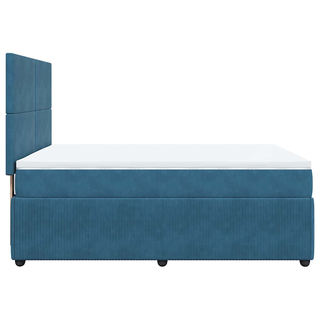 Giroletto a Molle con Materasso Blu 160x200 cm in Velluto