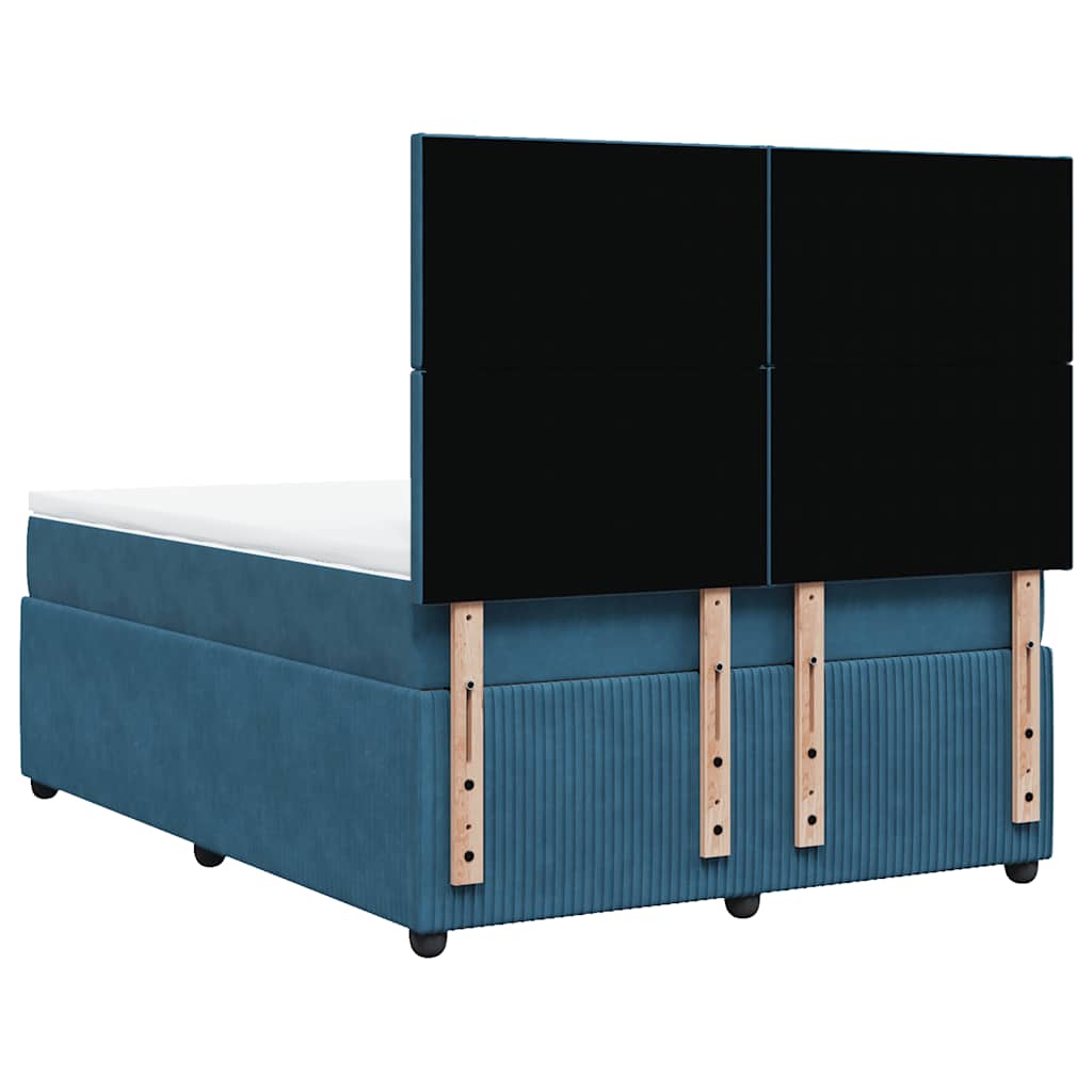 Giroletto a Molle con Materasso Blu 160x200 cm in Velluto