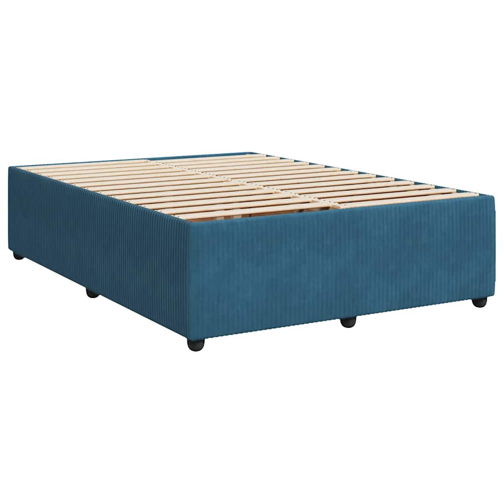 Giroletto a Molle con Materasso Blu 160x200 cm in Velluto
