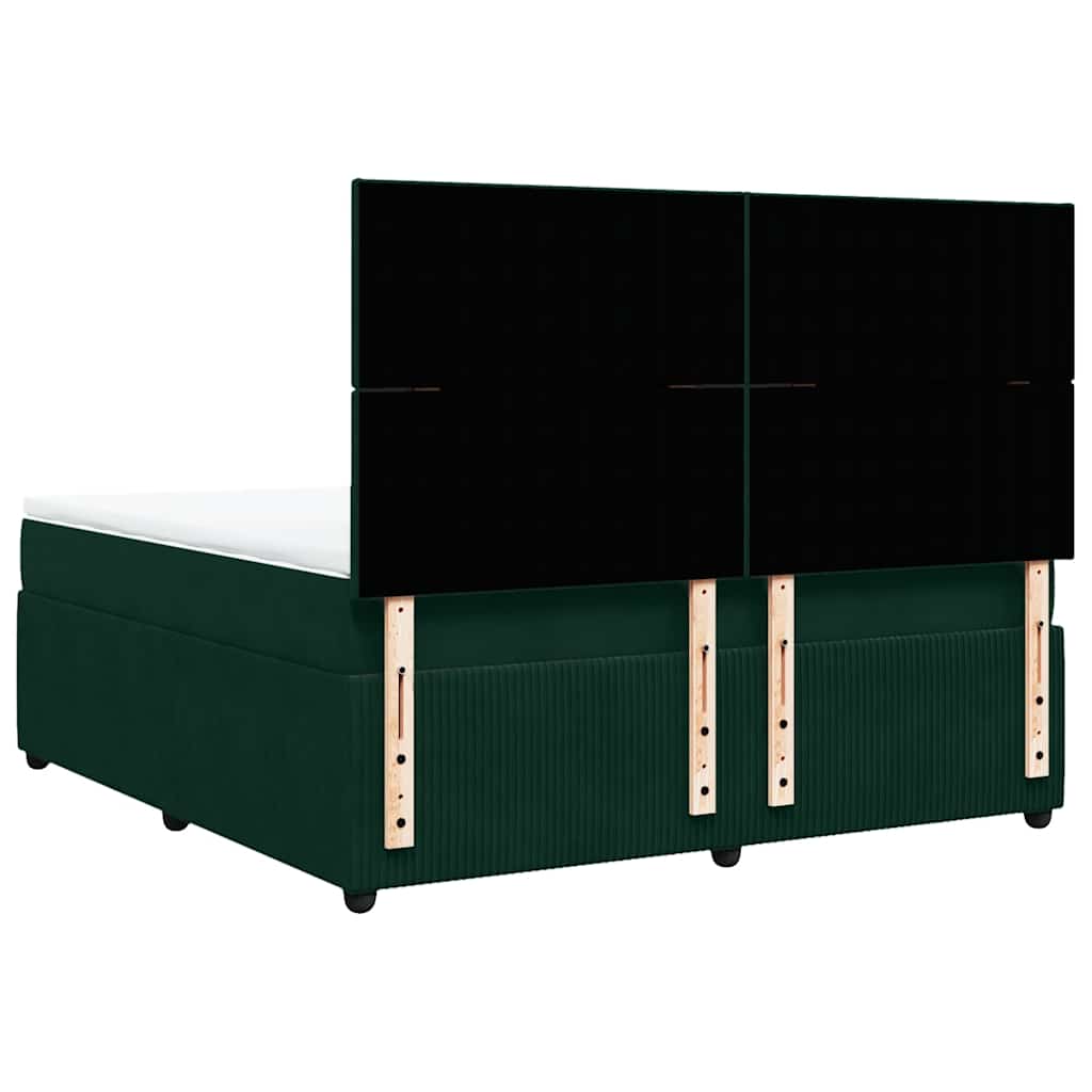 Giroletto a Molle con Materasso Verde Scuro 180x200 cm Velluto
