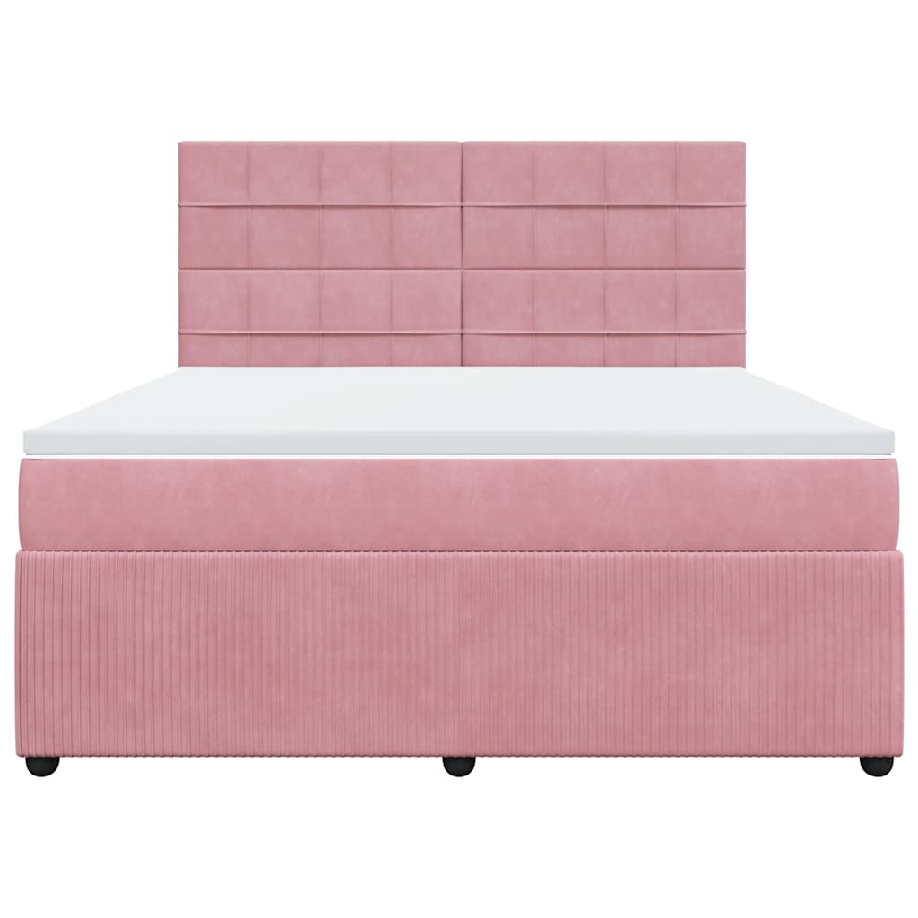 Giroletto a Molle con Materasso Rosa 180x200 cm in Velluto