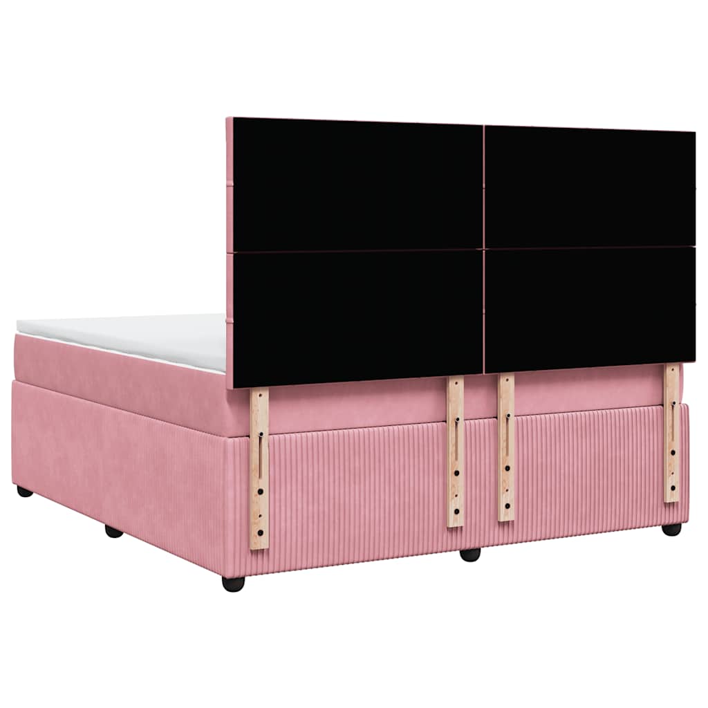 Giroletto a Molle con Materasso Rosa 180x200 cm in Velluto