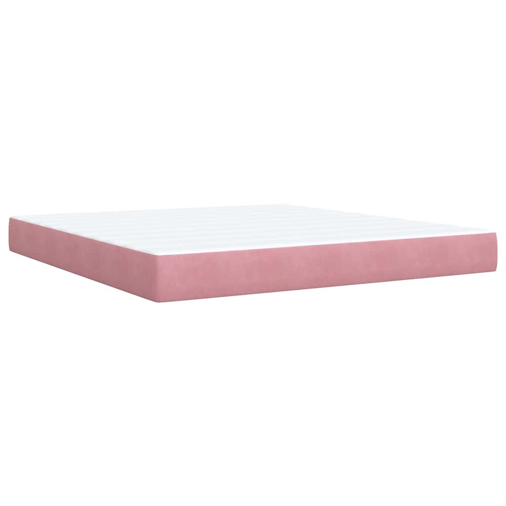 Giroletto a Molle con Materasso Rosa 180x200 cm in Velluto