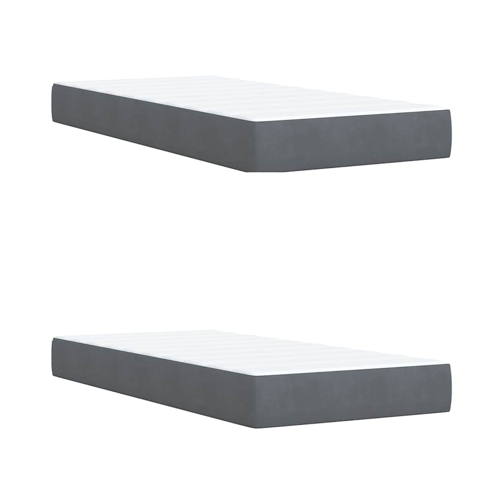 Giroletto a Molle con Materasso Grigio Scuro 200x200 cm Velluto | homemem39