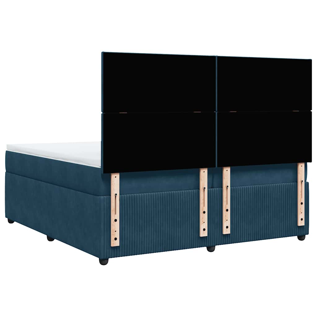 Giroletto a Molle con Materasso Blu 200x200 cm in Velluto