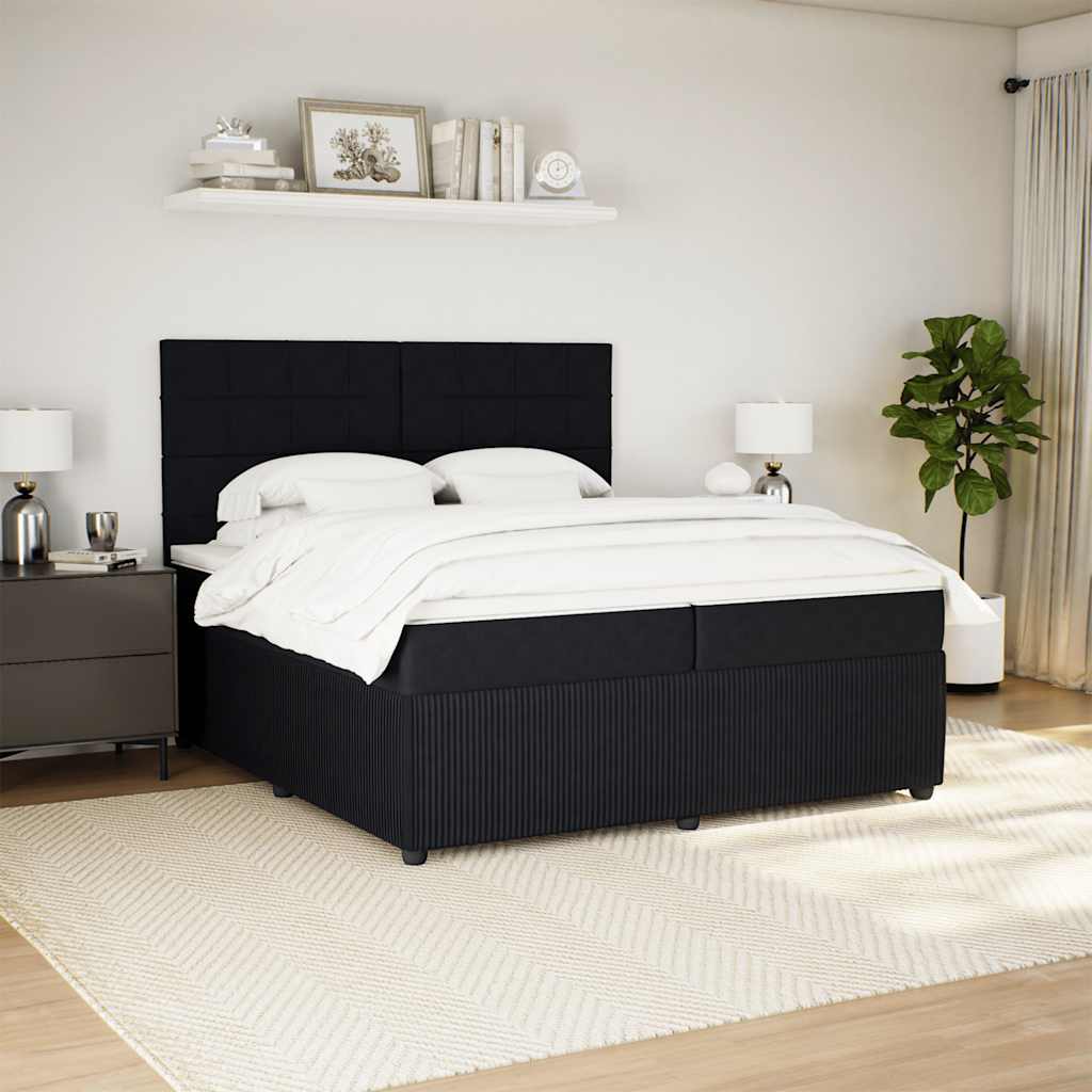 Giroletto a Molle con Materasso Nero 200x200 cm in Velluto