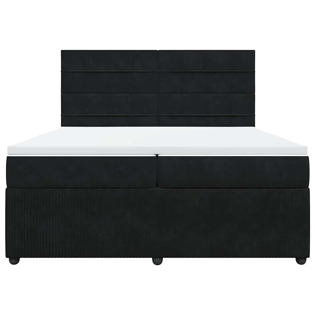 Giroletto a Molle con Materasso Nero 200x200 cm in Velluto