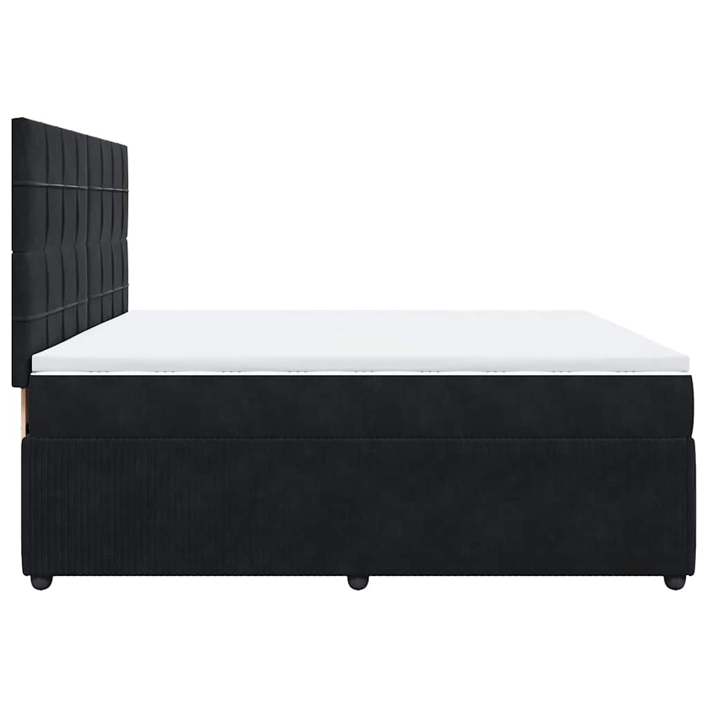 Giroletto a Molle con Materasso Nero 200x200 cm in Velluto