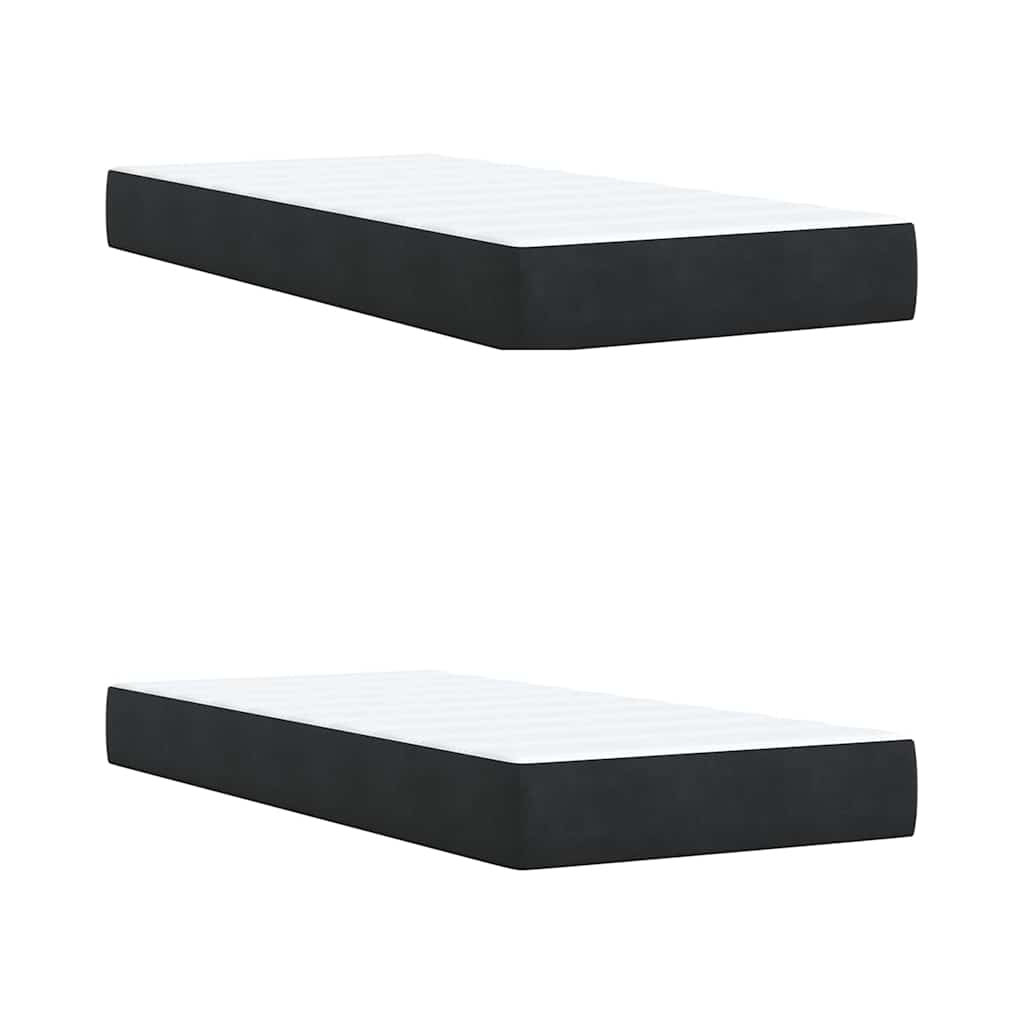 Giroletto a Molle con Materasso Nero 200x200 cm in Velluto | homemem39