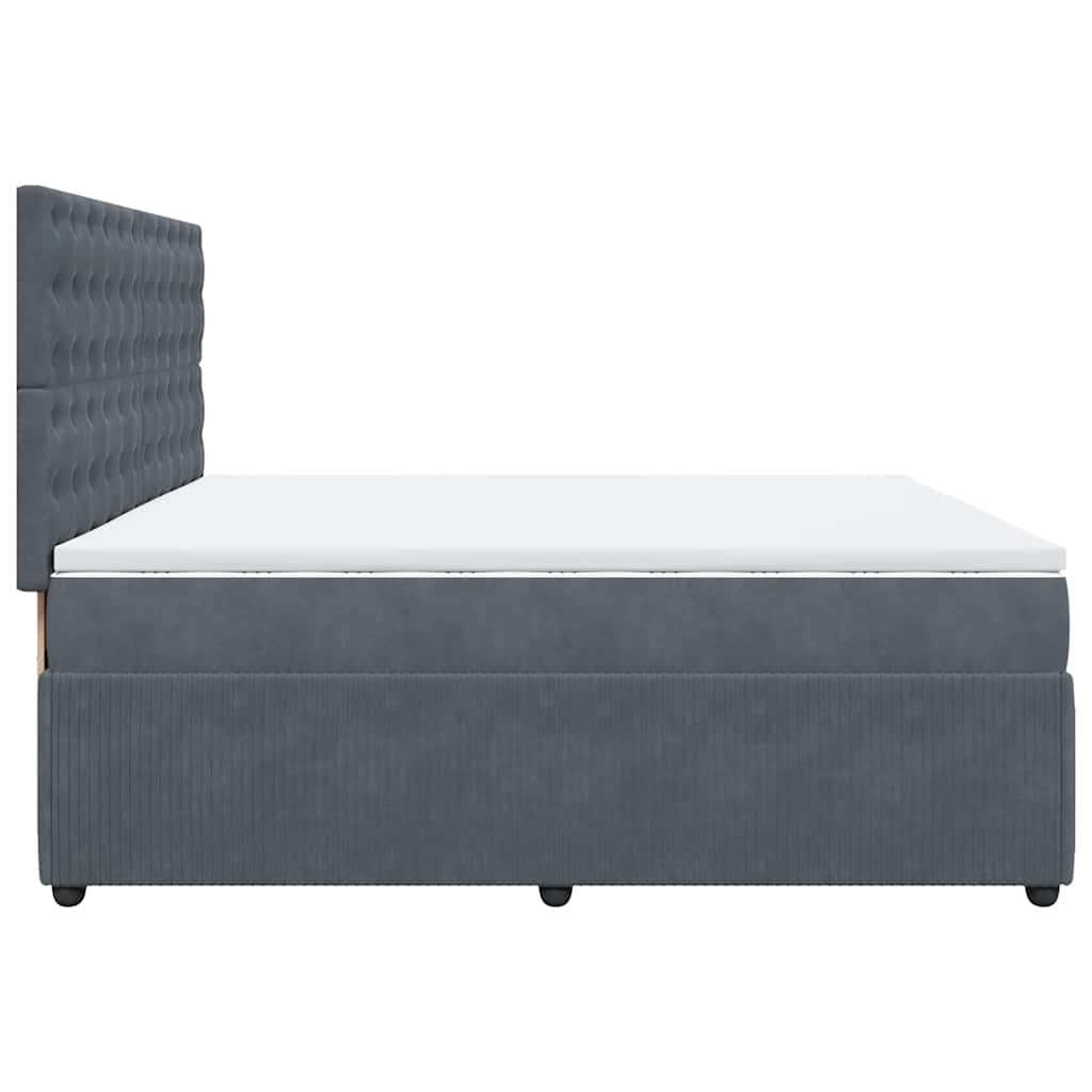 Giroletto a Molle con Materasso Grigio Scuro 200x200 cm Velluto
