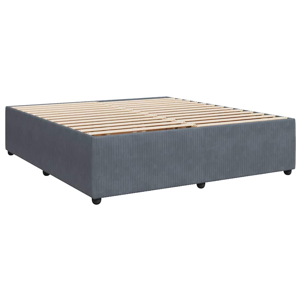 Giroletto a Molle con Materasso Grigio Scuro 200x200 cm Velluto