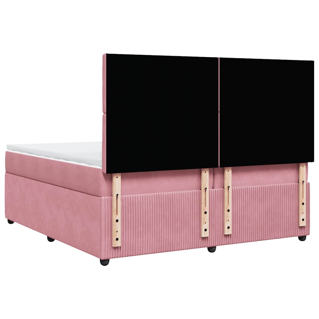 Giroletto a Molle con Materasso Rosa 200x200 cm in Velluto