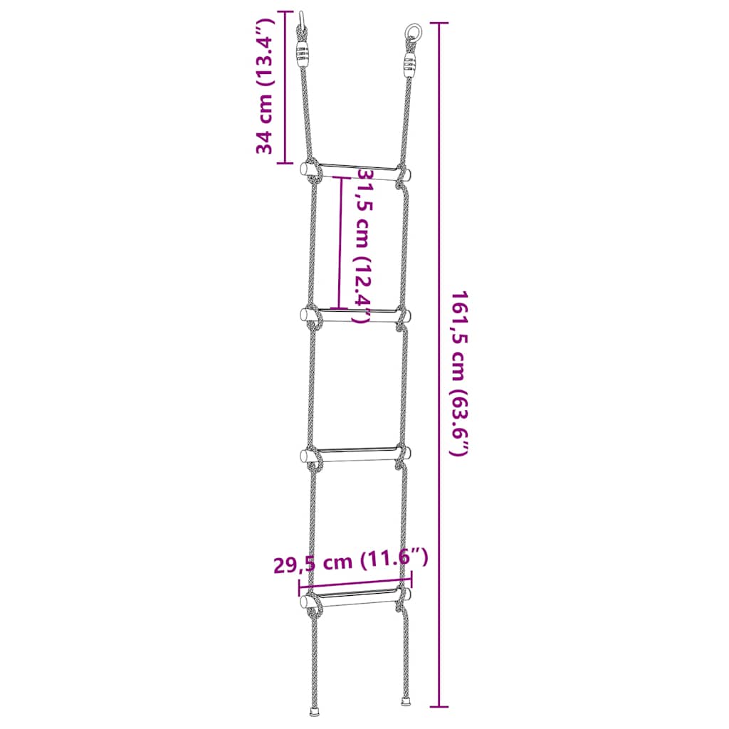 Scala di Corda per Bambini con 4 Pioli Multicolore - homemem39