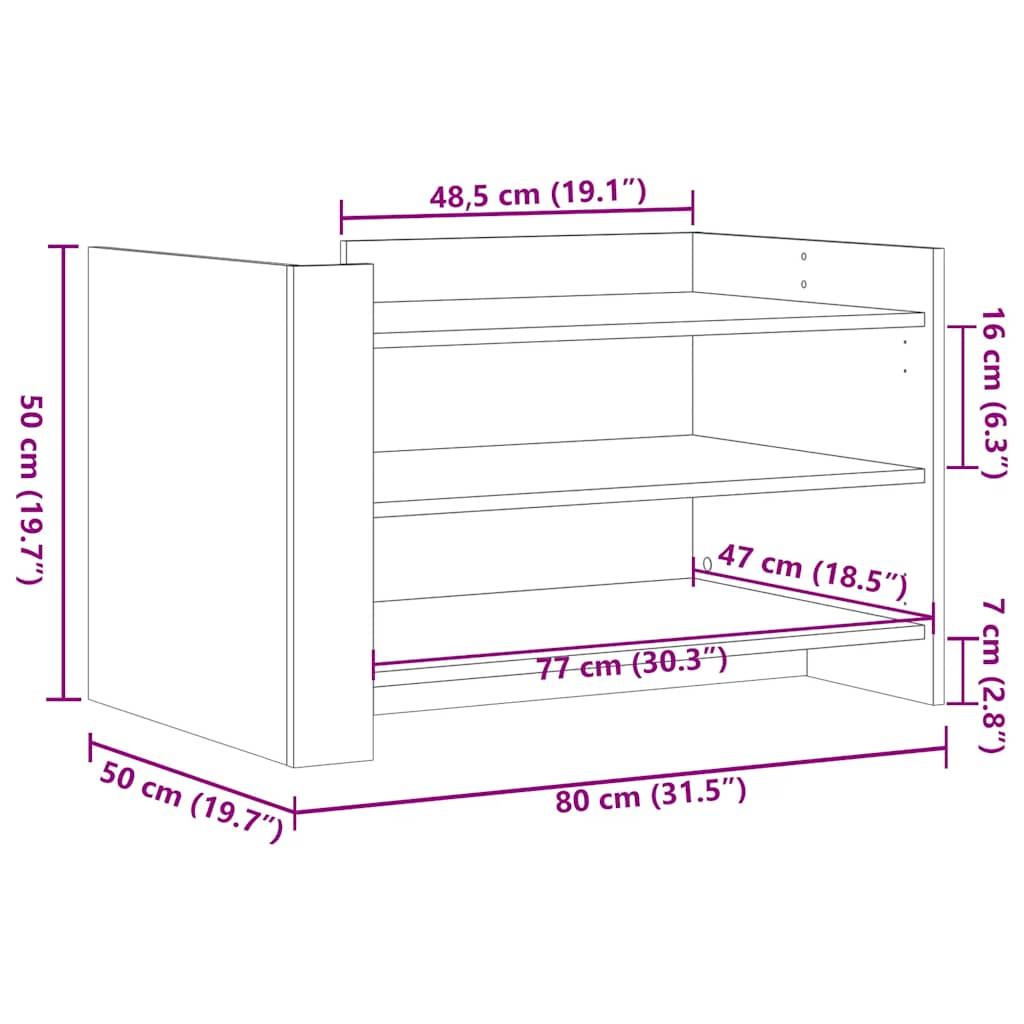 Tavolino da Salotto Nero 80x50x50 cm in Legno Multistrato | homemem39